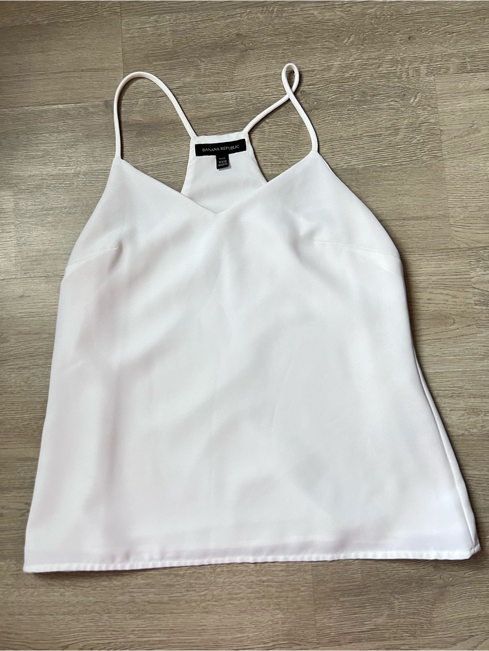 Banana Republic White V-Neck Racerback Spaghetti Strap Cami